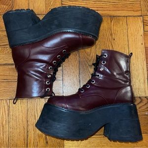 Current mood burgundy platform lace up boots
